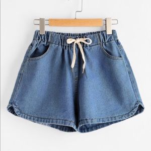 Tie Waist Denim Shorts